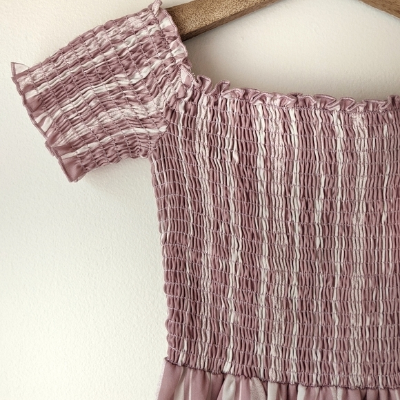 Show Me Your Mumu Mini Dress Off the Shoulder Striped Smocked Boho Pink Size XS - Picture 4 of 7